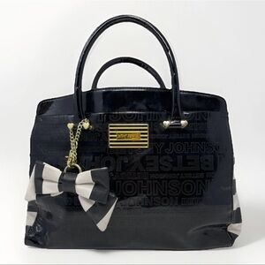 Betsey Johnson Black White Striped Purse Bow Rare Y2K EUC Chic Glam